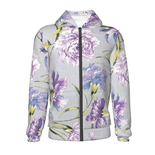 Beautiful Flowers Kid Hoodies Boys Zip Up Sweatshirts Girls Pullover with Pocket2