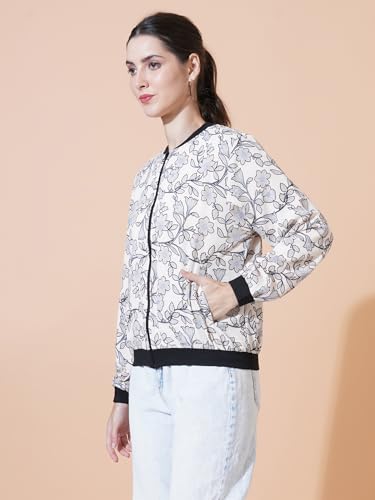 Image of 9 Impression Women's Printed Bomber Jackets | Full Zipper Regular Jacket | Casual Sweatshirt | Oversized Jackets for Women | Outdoor Office Wear Winter Jackets