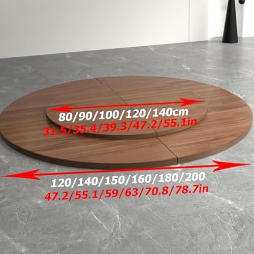 Large Round Foldable Table Top Extender, 4-Point Rotating Disc Design, No-Leg Wooden Tabletop, Easy Storage for Small Families, White, 200cm/78.7in + 140cm/55in