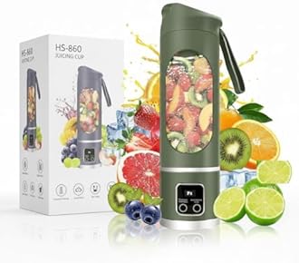 Portable JuicerBlender Electric Juicers Fruit Mixers USB Rechargeable Smoothie Mini Blender Personal Juicer 10 Blades 3 Gears With 1300 Mah Rechargeable Battery-Smoothie Juicer (GREEN)