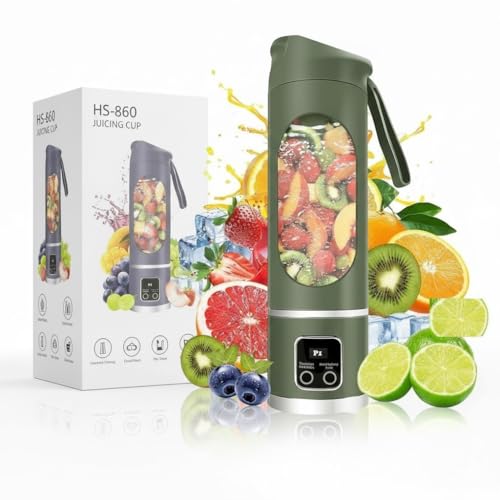 Portable JuicerBlender Electric Juicers Fruit Mixers USB Rechargeable Smoothie Mini Blender Personal Juicer 10 Blades 3 Gears With 1300 Mah Rechargeable Battery-Smoothie Juicer (GREEN)