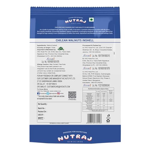 Image of Nutraj Chilean Walnut Inshell 500g Pouch | Akhrot | Dry Fruits | Nuts | Grocery Items.