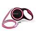 PET&CUDDLE Retractable Dog Leash, 16 ft for S to L Dogs Up to 110 lbs, Easy Lock/Release Button and Ergonomic Handle, Heavy Duty Tangle-Free Nylon Ribbon Leash - (Small/Medium, Black+Pink)