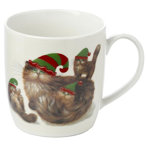 Puckator Kim Haskins Christmas Elf Cats Porcelain Infuser Tea Coffee Mug Set including Lid, Funny Home Accessories - Image 4