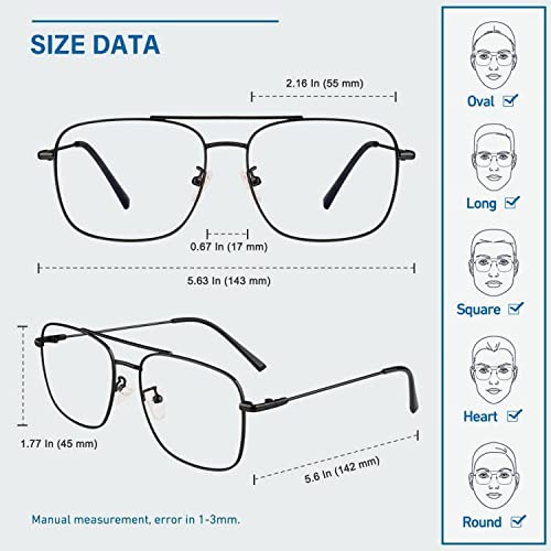 Image of GQUEEN Fake Glasses Women Men Clear Lens Metal Frame UV400 Protection Fashion Retro Pilot Style Eyeglasses
