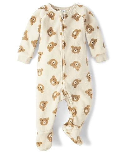 Image of The Children's Place unisex-baby And Toddler Fleece Zip-front One Piece Footed Pajama