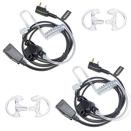 HYSHIKRA Talkie-walkie Oreillette avec Micro, 2 Pin avec PTT, Compatible avec Kenwood eSnic Retevis Baofeng UV-5R Oreillette Radio pour Garde du Corps de...
