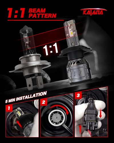 Image of KATANA H4 Bulbs, 9003 400% Brightness 6500K Plug and Play 1:1 Size Fog of 2 | Cooling Fan,360Beam Angle,Super Bright