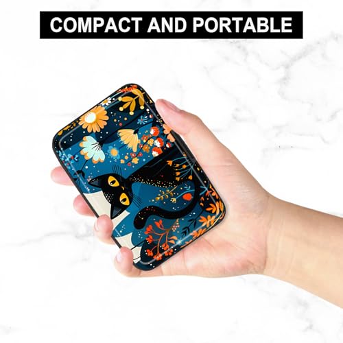 Image of Credit Card Holder, Mini Aluminum Card Wallet RFID Blocking Slim Metal Hard Card Case for Women Men, Cute Cat