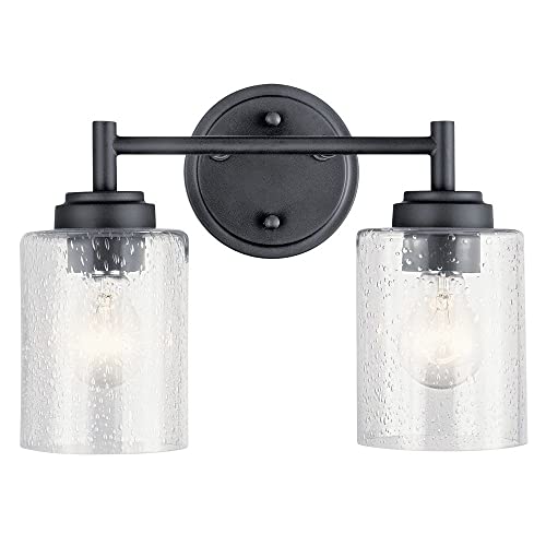 Image of KICHLER 45885BK Winslow Vanity, 2-Light 150 Total Watts, Black, 12.75 inch