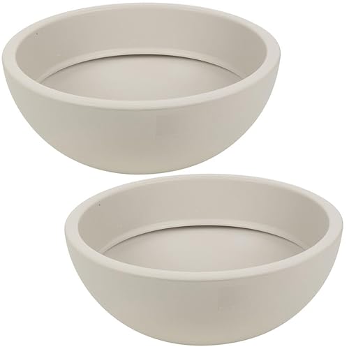 URBNLIVING Large Plastic Round Plant Flower Coloured Holder Pot Herb Planter Garden Decor Pot (2xTaupe)