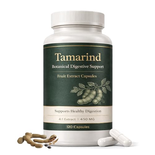 Guliqi Tamarind Seeds Extract Supplement, Organic Tamarind Concentrate Capsules 450 mg – Botanical Digestive Support, 4:1 Tamarind Fruit Extract, Vegan & Non-GMO, 120 Capsules (1 pcs)