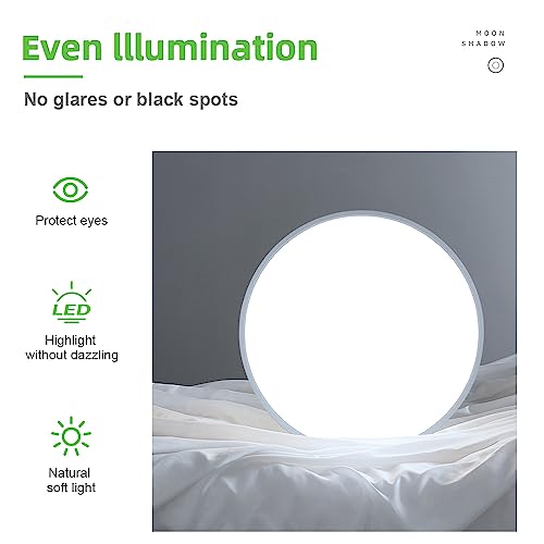 LightingWill 24 Inch LED Flush Mount Ceiling Light Fixture, 6000K Cool White, 5600LM, 45W, Flat Modern Round Lighting Fixture, 400W Equivalent White Ceiling Lamp for Kitchens, Bedrooms.etc.