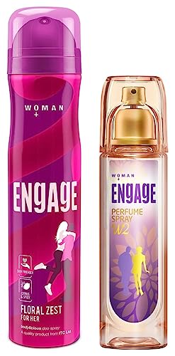 Image of Engage W2 Perfume Spray and Floral Zest Deodorant for Women - Fruity, Citrus, Skin Friendly, 120ml & 150ml