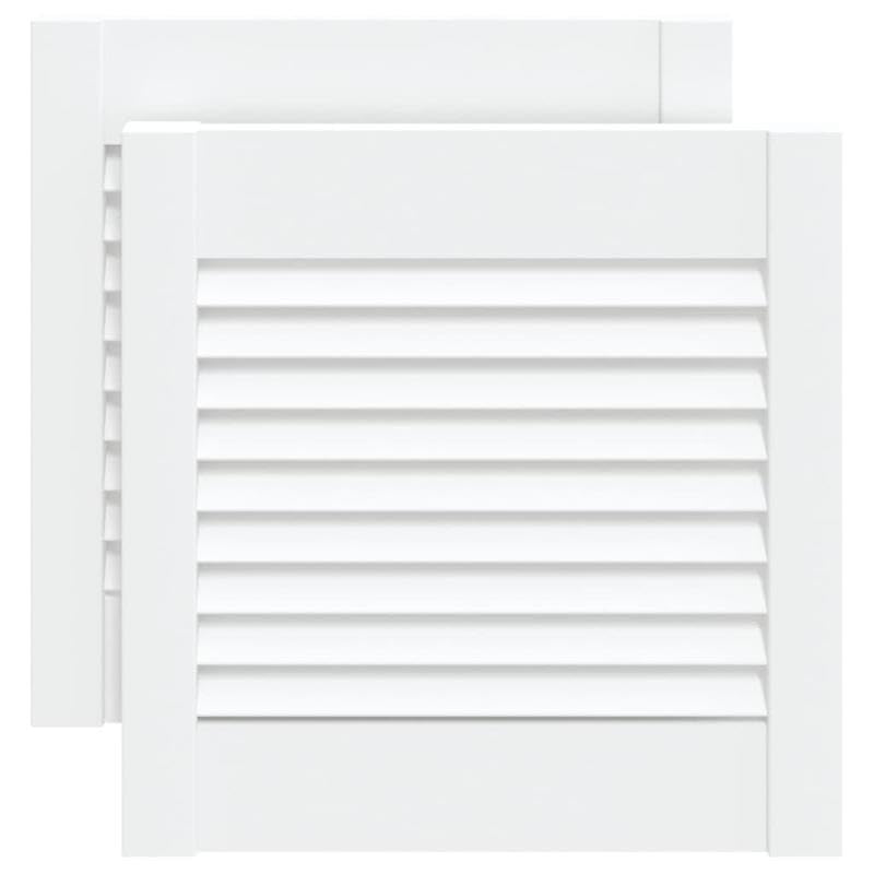 2 puertas de armario con diseño de listones de madera de pino maciza con acabado blanco, perfectas para muebles de salón, duraderas y respetuosas con el medio ambiente