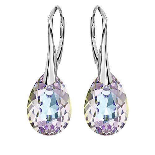 Argent Sterling 925 Boucles d'oreilles avec cristaux Swarovski® - Poire - Vitrail Light - Boucles d'oreilles pour femmes - Jolis bijoux pour femmes avec coffret cadeau Cover
