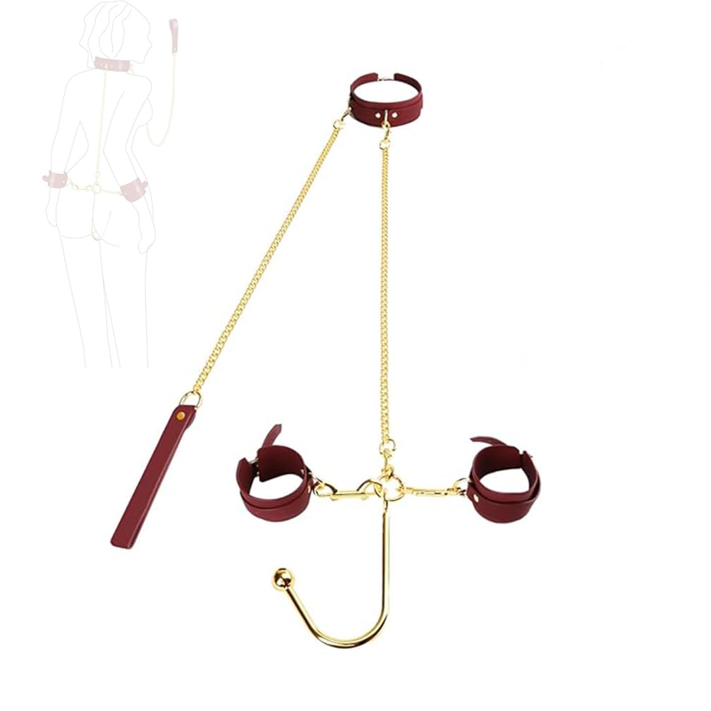1pc Ceinture réglable en cuir rouge avec crochet en métal