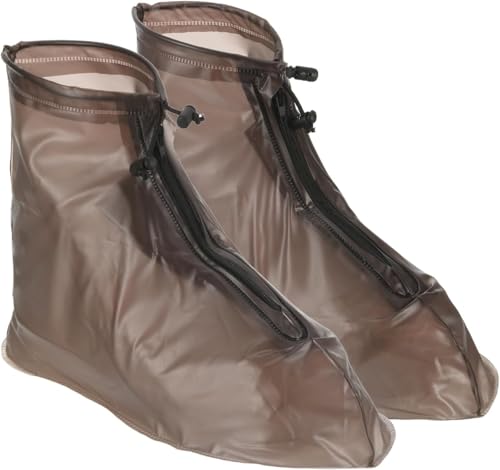 Wisied 1 Pair Reusable Waterproof Rain & Snow Boot Covers – Washable Zipper Shoe Covers for Bike, Motorcycle, and Outdoor Use – Non-Slip Overshoes for Men & Women (3X, Brown)