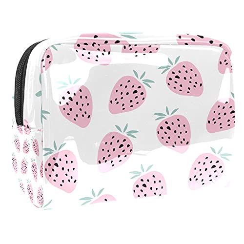 Trousse à maquillage motif fraises idéale pour vos retouches en voyage