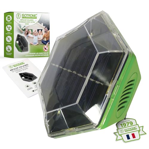 ISOTRONIC Répulsif Solaire pour Oiseaux à Foudres et Ultrasons Contre Les Pigeons Mouettes et Autres Animaux