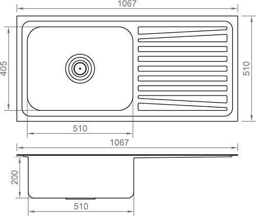 Image of CROCODILE 304 GRADE Stainless Steel Single Bowl Kitchen Sink with Drainboard HI GLOSS FINISH (42 inch x 20 inch x 9 inch, Glossy)