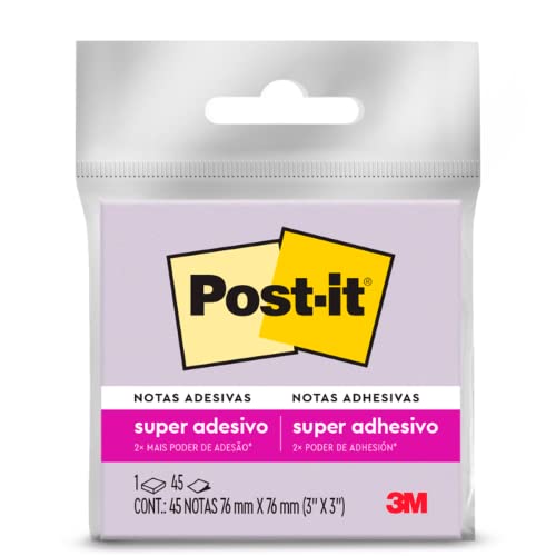 Post-it, 3M, Bloco de Notas Adesivas, Lilás, 76mm x 76mm, 45 Folhas
