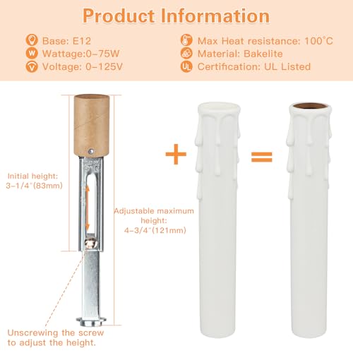 Helunsi 6 conjuntos de soquetes de lustre E12, substituição de soquete de candelabro, soquete de luz