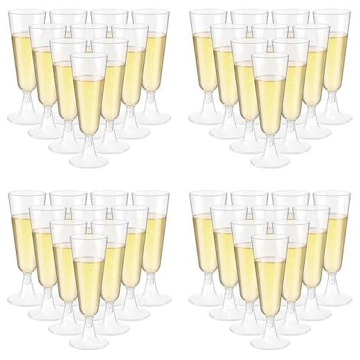 JOLIGAEA 60 Pezzi Flute da Champagne con Glitter Dorati, 150ml Trasparente Bicchieri da Champagne, Riutilizzabili Set di Bicchieri da Spumante per Feste di Anniversario Matrimonio Giardino