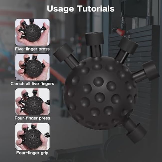 Finger Grip Strengthener, Hand Grip Strengthener Finger Exerciser, Grip Strength Trainer, Adjustable Hand Grip Silicone Grip Strength Trainer for Muscle Building and Injury Recovery, Black