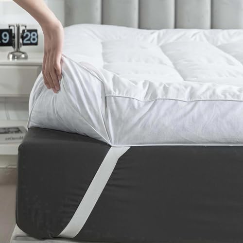 WhatsBedding 3 Inch Feather Bed Mattress Topper,Duck Feather Memory Foam Mattress Topper, Thickened...