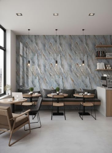 Image of VKR Waterproof Peel and Stick Vinyl Wallpaper | Self Adhesive Furniture Covering Sheet for Kitchen Countertops, Tables, Shelves & Wardrobes (Grey, Pack of 1)