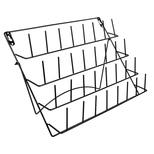 SOLUSTRE Wrought Iron Storage Rack Display Shelves Organizer Shelf Dry Rack for Clothes Display Stand Bottle Organizer Wall Mounted Clothes Drying Rack Holder Beaker Draining Rack Black