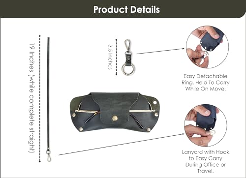 Image of Sunglasses Cases Leather Eyeglass Pouch with Lanyard Portable Soft Eye Glass Case Sunglass Storage Box