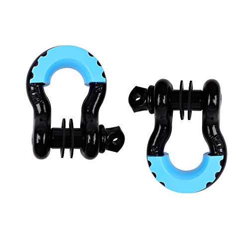 Shackles 3/4'' D Ring Shackle 41,887Ib Capacity with 7/8'' Screw Pin and Shackle Isolator Tow Strap Winch for Jeep Wrangler YJ, TJ, JK and JL Vehicle Recovery (2 Pack)