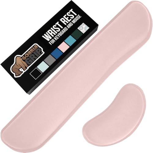 Image of GORILLA GRIP Silky Gel Memory Foam Wrist Rest for Computer Keyboard, Mouse, Ergonomic Design for Typing Pain Relief, Desk Pads Support Hand Arm Mousepad Rests, Stain Resistant, 2 Piece Pad, Light Pink