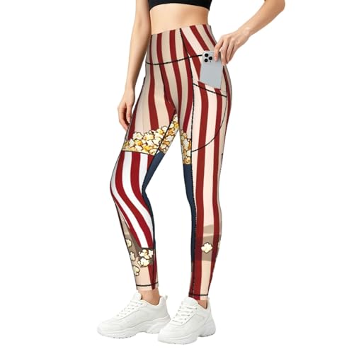 Leggings con estampado de palomitas y bolsillos para un entrenamiento cómodo