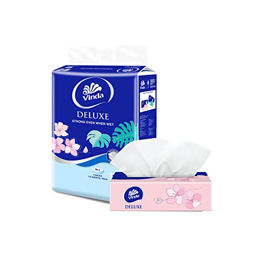 Vinda Deluxe 3 PLY Facial Tissue (Soft Pack) L 110 ct (Pack of 4)