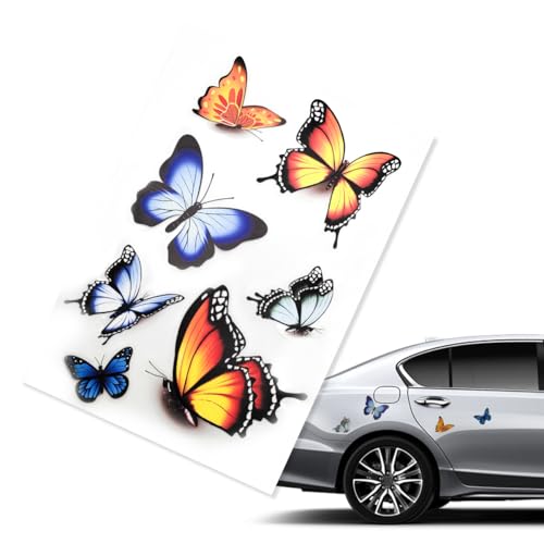 Image of Butterfly Vinyl Car Stickers, Cute 3D Creative Butterfly Cars Decals Scratch Covers, Removable Butterflies Bumper Stickers for Women Girls (Style 1)