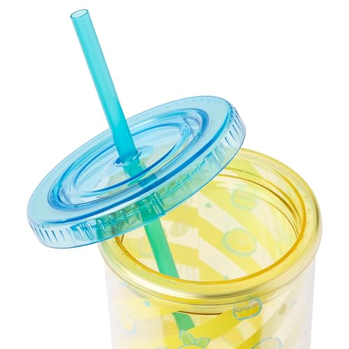 Image of Silver Buffalo Sanrio Hello Kitty & Friends Cinnamoroll Lemons and Lemonade Plastic Cold Cup with Lid & Straw, 20 Ounces (Pack of 12)