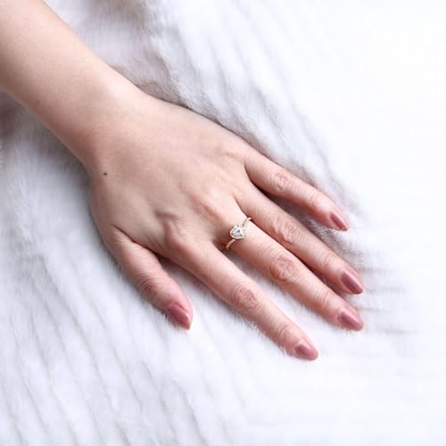 Promise Rings for Her，1.12 Carat Engagement Rings for Women，Moissanite Rings Heart-Shaped with 18K White Gold Plated 925 Sterling Silver3