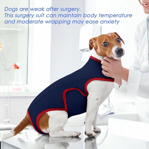 Image of MIGOHI Stretchable Dog Surgery Recovery Suits,Soft Abdominal Wound Care After Surgery for Large Dogs,Dogs Onesie for Surgery Female,Prevent Scratching Wounds,2XL,Blue