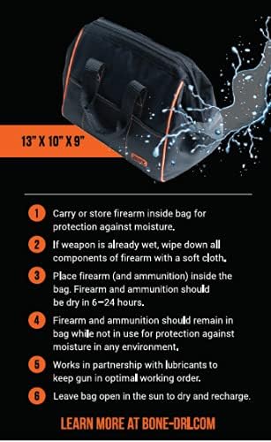 BONE-DRI Range Bag - Ammo and Gun Accessory Storage Bag with Absorbits Moisture Wicking Technology to Prevent Rust and Corrosion