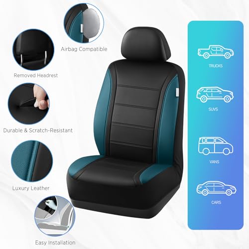 Juego de fundas de asiento de automóvil en cuero transpirable y ajuste universal 7
