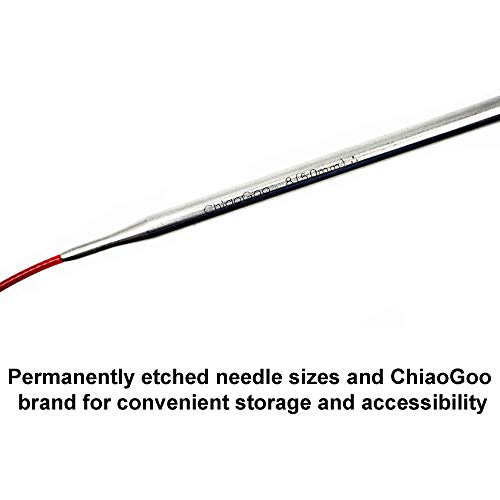 Image of ChiaoGoo Red Lace 40 inch (102cm) Circular Knitting Needles US Size 10.75 (7mm) Stainless Steel 7040-10.75 with Stitch Holder