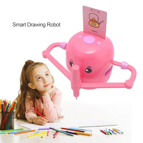 Image of Smart Drawing Robot, Interactive Educational Drawing Robot for Kids Aged 5 and Above, Art Enlightenment for Kids, Auto Drawing Toy, Includes 100 Drawing Cards and 2 Pens (Rose Red)