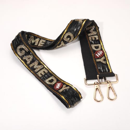 Image of YAHPERN Beaded Purse Straps Game Day Purse Strap Replacement Sequin Crossbody Football Purse Strap for Stadium Clear Bag