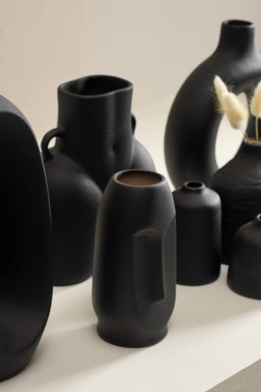 Image of PUREZENTO Black Farmhouse Vase Black Set of 10 Matte Finish Ceramic Designer Flower Vase for Home Decoration Centre Table Room Side Corner