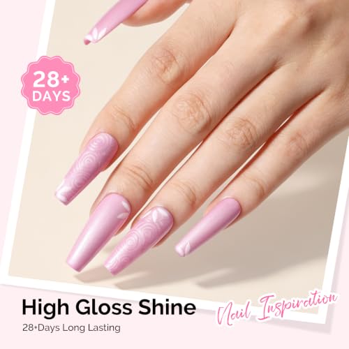 Image of MelodySusie Rose Pink Pearl Gel Nail Polish,0.5fl oz Soak Off UV LED Drawing Shimmer Gel Polish Soak Off Swirl Shell Thread Effect Gifts for Women Nail Art Manicure Salon DIY Nail Design-A1624