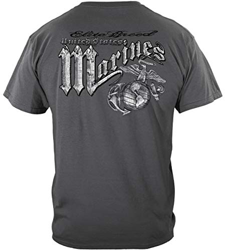 Marine Corps, USMC T-Shirt Marines Eagle Elite Breed Silver Foil XXX-Large Chorcoal Gray