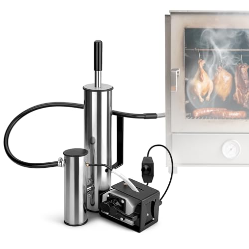 Kaltrauchgenerator aus Edelstahl, Rauchgenerator für Räucherofen Elektrisch mit 25W Superleistungsfähige Sauerstoffpumpe, Rauchmenge Stufenlos Regulierbar, Ideal für Fisch, Fleisch, Käse, BBQ